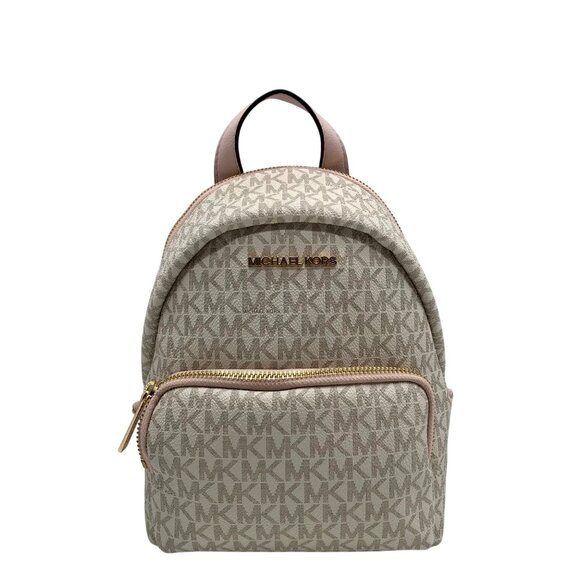Michael Kors Vanilla And Pink Monogram Logo Erin Backpack Bag - Picture 1 of 11